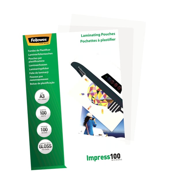 Fellowes A3 kirkkaat laminointitaskut 100 mikronia - (100 kpl)