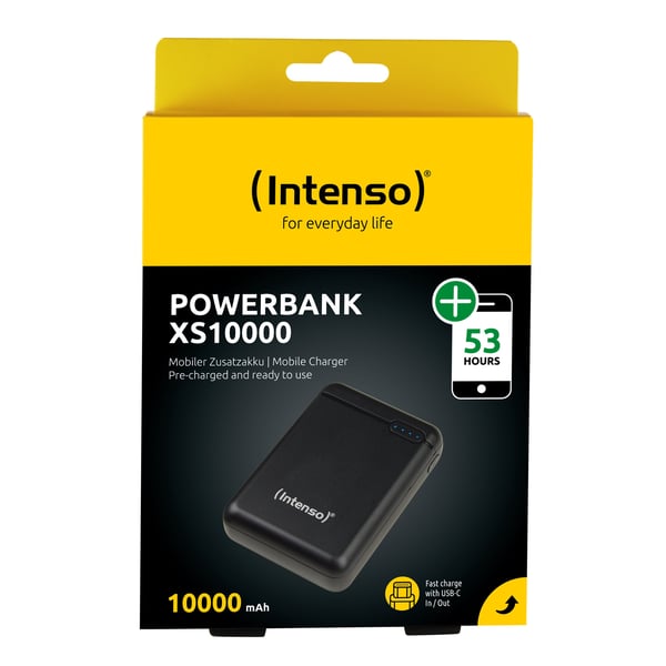 Intenso XS10000 - Powerbank - 10000 mAh - 3,1 A - 2 ulostuloa (USB, USB-C) - lajitelma - lajittelu