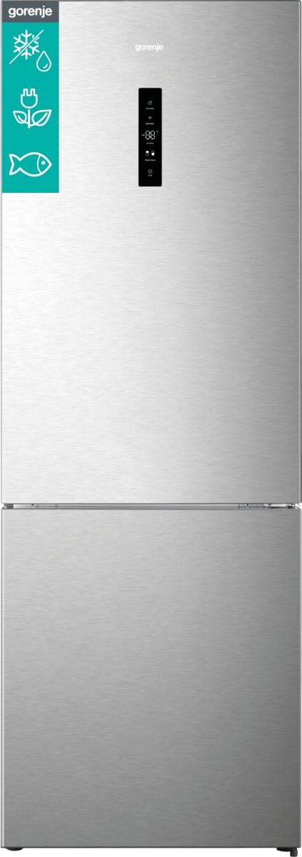Gorenje G600 NRK720CAXL4 kombiskap 495 L klasse C, 72 cm, rustfritt stål