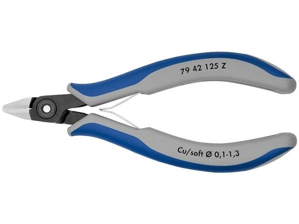 Knipex 79 42 125 Z, Sidekutter, 1,1 cm, 1,1 cm, 6,5 mm, Kromvanadiumstål, Blå, Grå