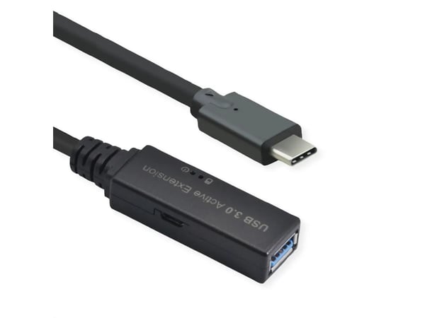ROLINE 12.04.1068, 20 m, USB C, USB A, USB 3.2 Gen 1 (3.1 Gen 1), 5 Gbit/s, Svart