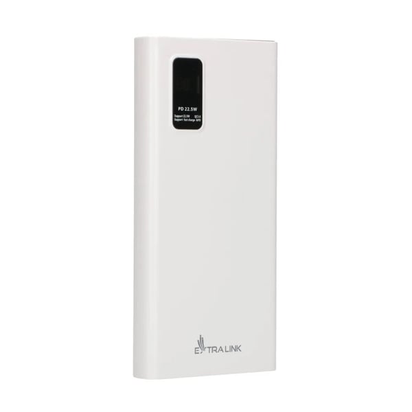 Extralink EPB-067W - Powerbank - 10000 mAh - 22,5 Watt - 4,5 A - pikalataus - 3 lähtöliitäntää (24-nastainen USB-C, 2 x 9-nastainen USB tyyppi A) -...