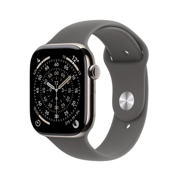 Apple Watch Series 11 GPS + Cellular 46mm Natural Titanium Case with Stone Grey Sport Band - S/M