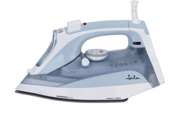 JATA PL1058C, Dampstrykejern, Keramisk strykesåle, 50 g/min, Grå, Hvit, 0,4 l, 3000 W