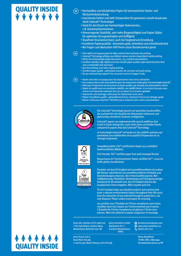 Avery Inkjet, laser & kopipapir - hvid - A4 (210 x 297 mm) - 100 g/m² - (500 ark)