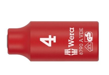 Wera 05005930001, Iskuhylsy, Punainen, Valkoinen, 1 pää(t), 1/4", Metrinen, 4 mm