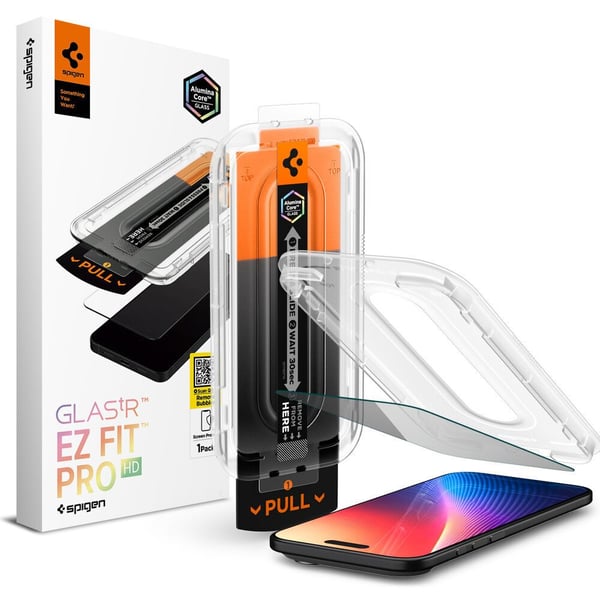Spigen Glas.tR EZ Fit Pro HD, Apple, iPhone Air, Støvresistent, Ripebestandig, Svart, 1 stykker