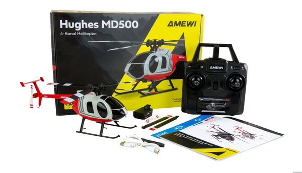 Amewi RC Helikopteri MD500 Li-Po akku 350mAh hopea/punainen