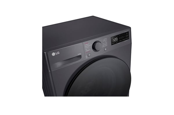 LG V5WD95SLIMB, Edestä täytettävä, Vapaasti seisova, Musta, Vasen, Medium black, Musta