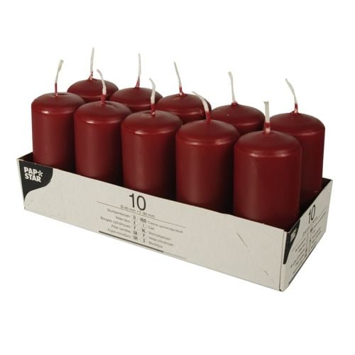 Papstar 17914, Rund, Bordeaux, 9 timer, 10 stykker