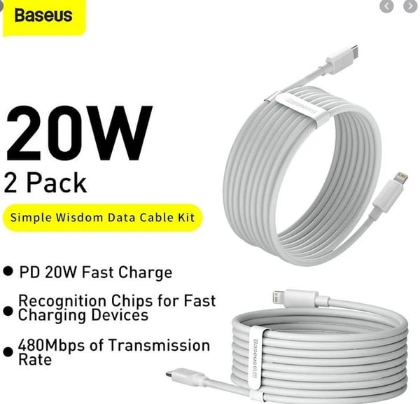 Baseus TZCATLZJ-02, 1,5 m, Blixtlås, USB C, Hanstik, Hanstik, Hvid