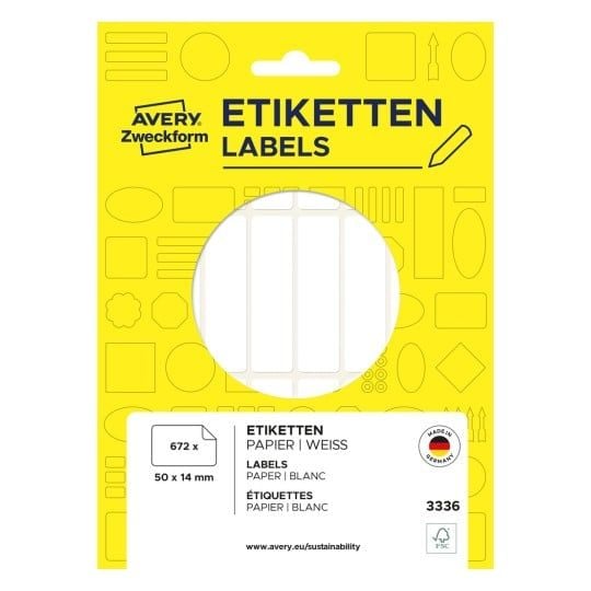 Avery Multi-Purpose Labels 3336 - Selv-adhesiv - hvit - 14 x 50 mm 672 stk merkelapper