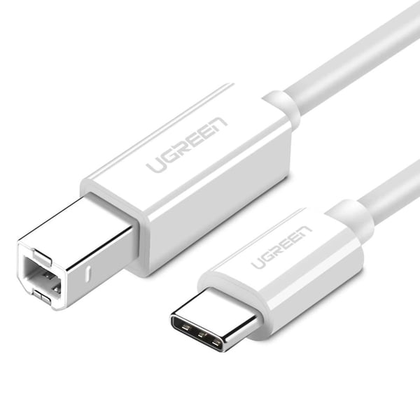 USB 2.0 C-B UGREEN US241 tulostinkaapeli 1.5m (valkoinen)