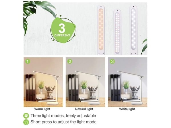Techly I-LAMP-DSK9, Hvit, Akrylonitril-butadien-styren (ABS), Metall, Studere, 36 ampuller, 3 W, LED