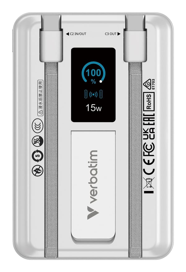 Verbatim 32273 powerbank 10000 mAh Charge'n'Go 52 W, sølv