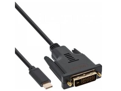 InLine 64132, 2 m, USB Type-C, DVI-D, Hankjønn, Hankjønn, Gull