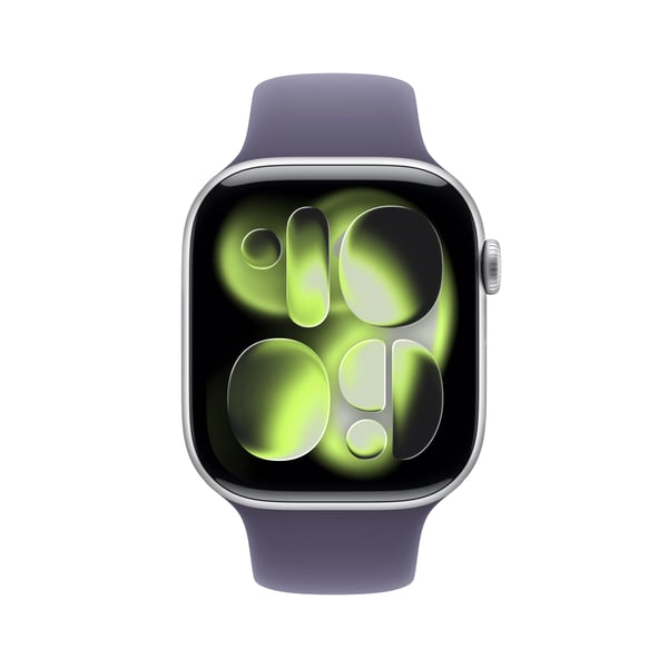 Apple Watch Series 11 GPS 46mm Silver Aluminium Case with Purple Fog Sport Band - S/M