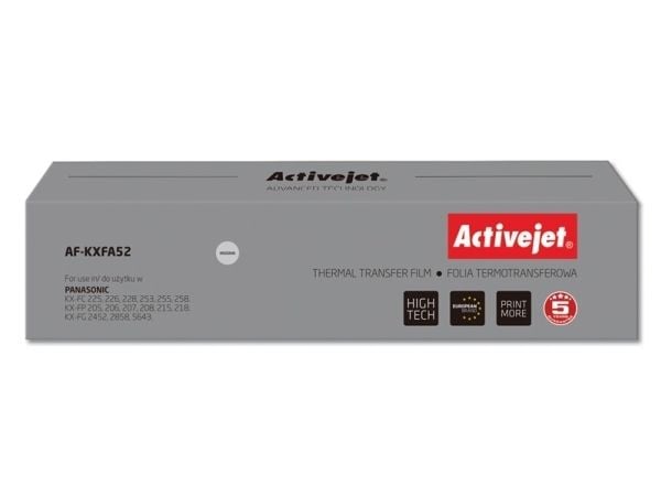 Activejet AF-KXFA52, Svart, Panasonic: KX-FC 225, KX-FC 226, KX-FC 228, KX-FC 253, KX-FC 255, KX-FC 258, KX-FC 268, KX-FP 205,..., Faxband, Termal ...