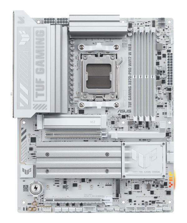 ASUS TUF GAMING X870-PRO WIFI7 W NEO moderkort, Socket AM5, ATX, DDR5, vitt