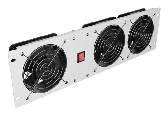 Lanberg - Rackviftepanel (vertikal) - with three fans - AC 230 V - RAL7035, grå - 3U - 19"