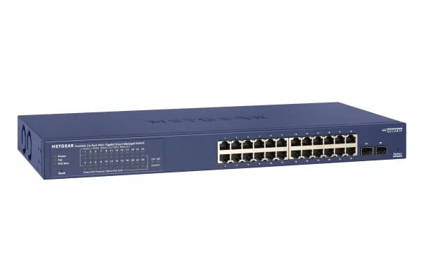 NETGEAR Smart GS724TPv2 - Switch - smart - 24 x 10/100/1000 (PoE+) + 2 x 1000Base-X SFP (upplänk) - rackmonterbar - PoE+ (190 W)