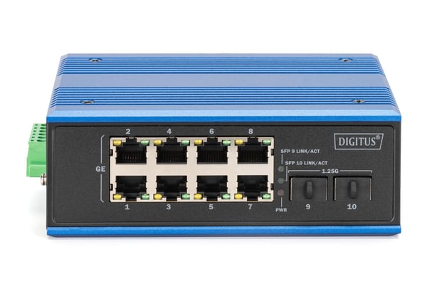 DIGITUS - Switch - industriell - ikke-styrt - 8 x 10/100/1000 + 2 x SFP - DIN-skinnemonterbar