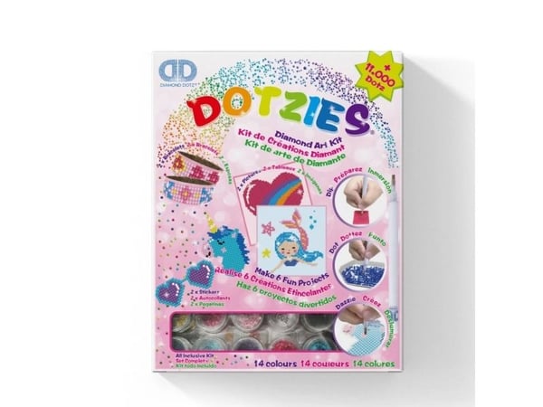Diamond Dotz Diamond Art Kit, Children''s craft kit, Monivärinen, 6 kpl