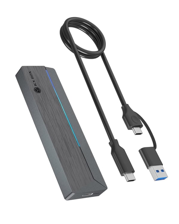 ICY BOX Kotelo ulkoinen M.2 NVMe SSD RGB,10Gbps,USB3.2 Gen2,Type-C Host-tietokoneet
