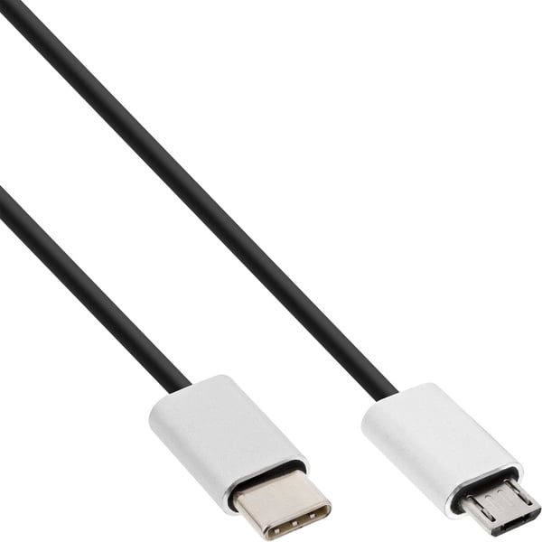 InLine 35846, 0,5 m, USB C, Micro-USB B, USB 2.0, Hankjønn/hankjønn, Svart