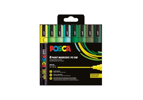 Maalitussi POSCA PC-5M 8 kpl Vihreät värit