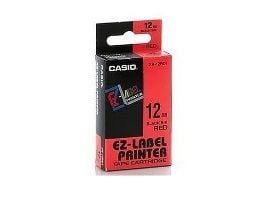 Casio XR-12RD1, Sort på röd, Röd, 1,2 cm, 8 m