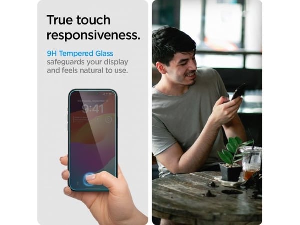Spigen Glas.tR EZ Fit Privacy herdet glass til iPhone 15 Plus