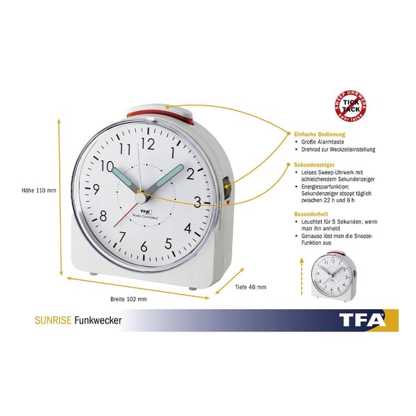 TFA-Dostmann 60.1513.02, Hvit, Plast, Analog, Batteri, AAA, 1,5 V