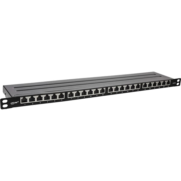 InLine 76824M, RJ45, Cat6a, Stativmontering, 0.5U, Svart, 88 x 482 x 23 mm
