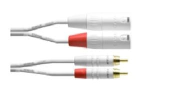 Cordial 2 x RCA/2 x XLR, 3 m, 2 x RCA, Naaras, 2 x XLR (3-pin), Uros, 3 m, Valkoinen