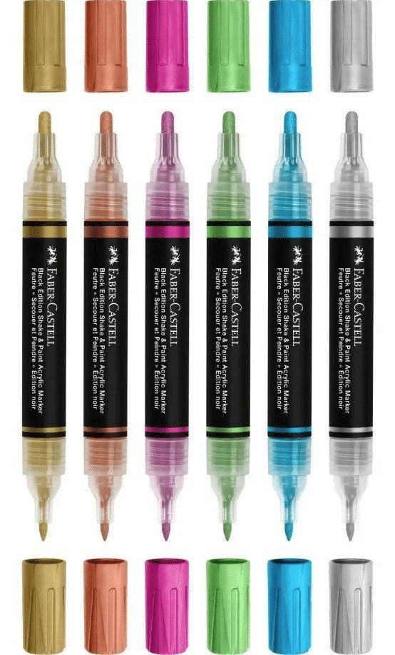 Faber-Castell Black Edition akryltusj - Shake & Paint - 6 stk.