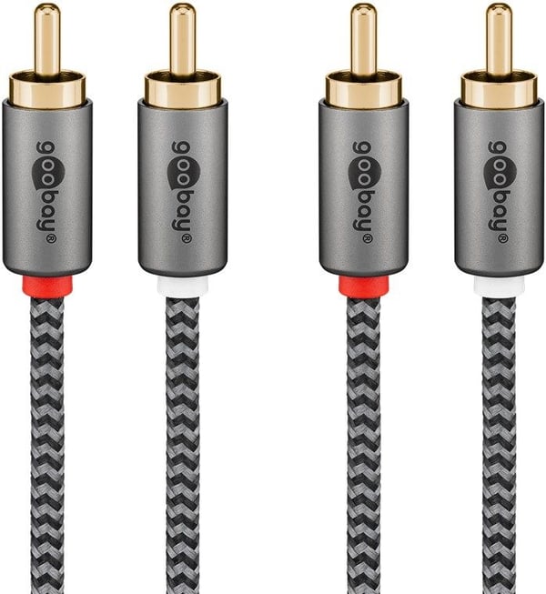 Goobay 65295, 2 x RCA, Uros, 2 x RCA, Uros, 5 m, musta, Hopea
