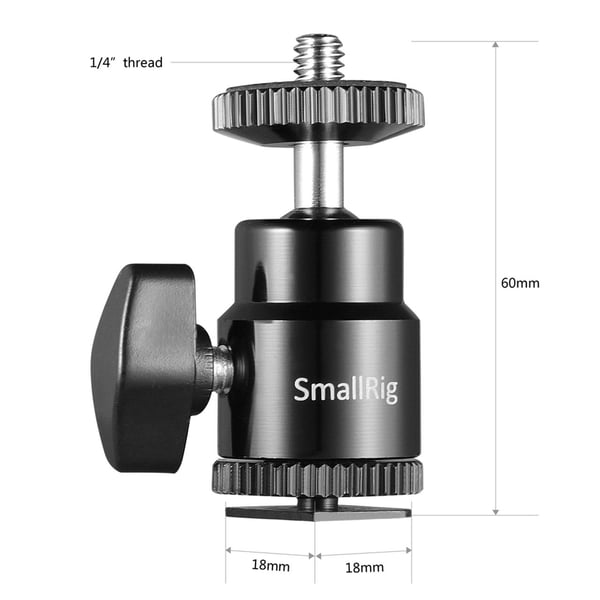 SmallRig 2059, Kylmäkenkäkiinnike, Sort, Alumiini, 1/4", Canon Nikon Olympus Pentax Panasonnic Fujifilm Kodak, 2 kpl