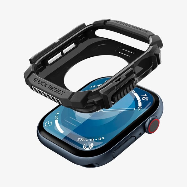 Spigen Rugged Armor, Ask, Smartwatch, Svart, Apple, Apple Watch 10 (42mm), Termoplastisk polyuretan (TPU)