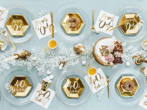 PartyDeco TPP73-40-019M, Tallrik, Sexhörnig, papper, Guld, Monokromatiskt, 6 styck