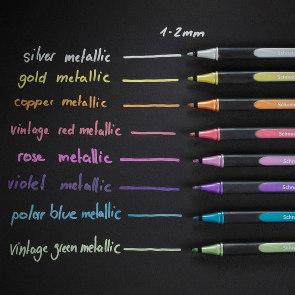 Schneider Schreibgeräte Paint-It 020 wallet, 8 stykker, Blå, Kopper, Gull, Grønn, Rosa, Rød, Sølv, Fiolett, 1 mm, 2 mm, Vindu-eske