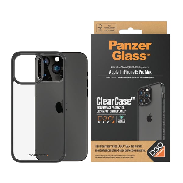 PanzerGlass™ | ClearCase - Bakdeksel til mobiltelefon - Gjennomsiktig | Apple iPhone 15 Pro Max