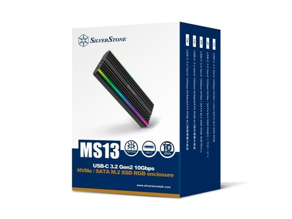 Silverstone MS13, SSD-kotelo, M.2, PCI Express 3.0, Sarjaankytketty SCSI, 10 Gbit/s, USB-liitettävyys, musta