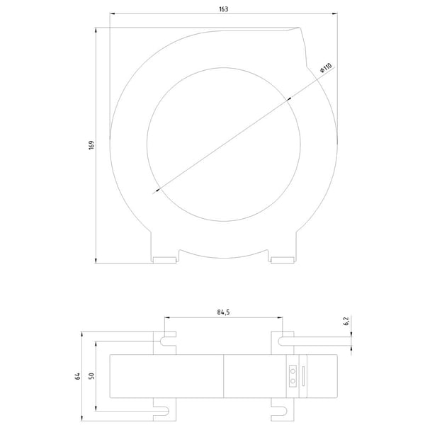 Siemens 3UL2305-1A 3UL23051A Differensstrømstransformator Ledninggjennomføring Ø: 110 mm Skruefesting 1 stk., 476 g, 194 mm, 168 mm, 46 mm