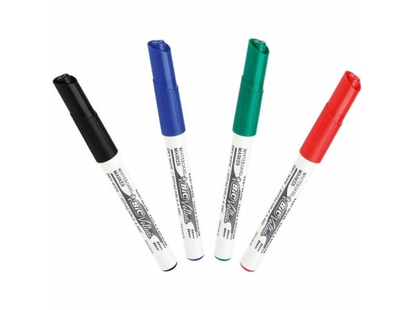 BIC VELLEDA 1741 - Markør - for whiteboard - svart, rød, blå, grønn - ketonbasert blekk - 1.4 mm - medium (en pakke 4)