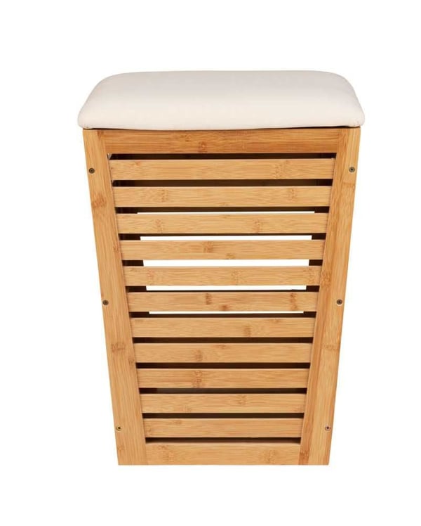 Wenko tvättkorg med sits, 80 L, bambu, WENKO