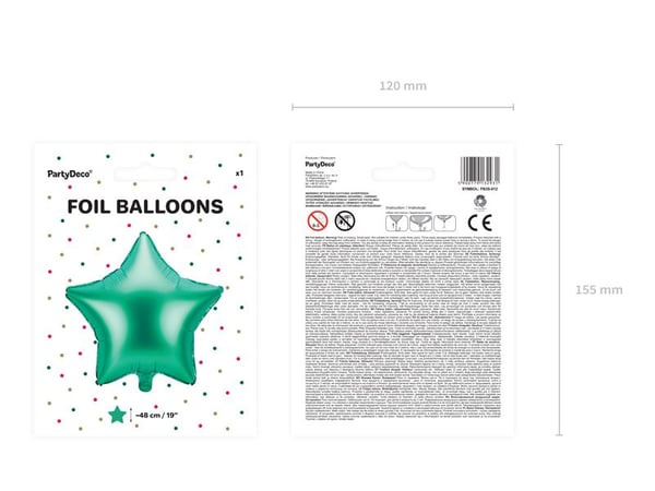 PartyDeco Star, Lekeballong, Grønn, Star, Ikke for barn under 36 måneder, 480 mm, 50 stykker