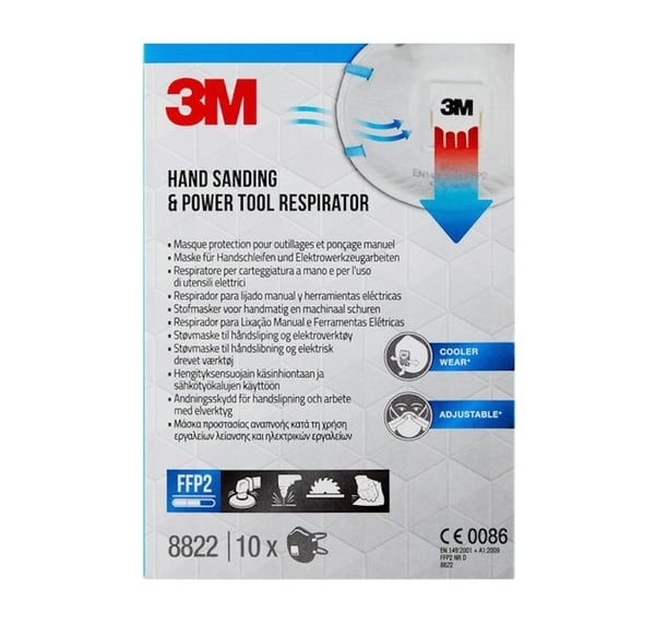 3M 8822 FFP2, Bägare, FFP2, Blå, Vit, Monoton, En storlek, Vuxen