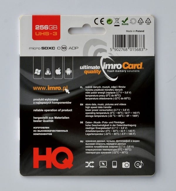 Imro-kort microSDXC 256GB Imro + adp 10C UHS-3 minnekort