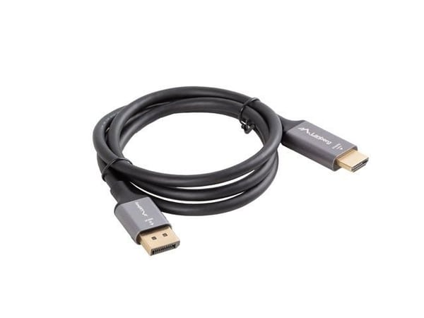 Lanberg - Premium High Speed - adapterkabel - DisplayPort hann til HDMI hann - 1 m - svart, sølv - støtte for 4K 60 Hz (3840 x 2160), 2 K 144 Hz (2...